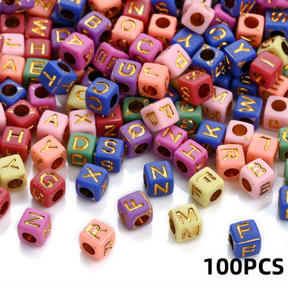 100PCS 4×7mm Heart-Shaped A-Z Letter Acrylic Bead Set