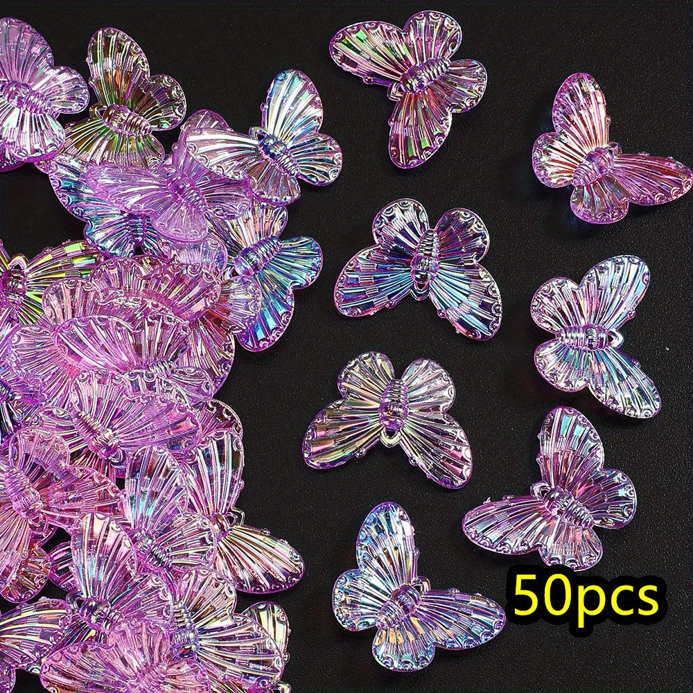 50pcs/set 22x29mm UV Color Butterfly Acrylic Beads
