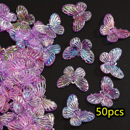 50pcs/set 22x29mm UV Color Butterfly Acrylic Beads