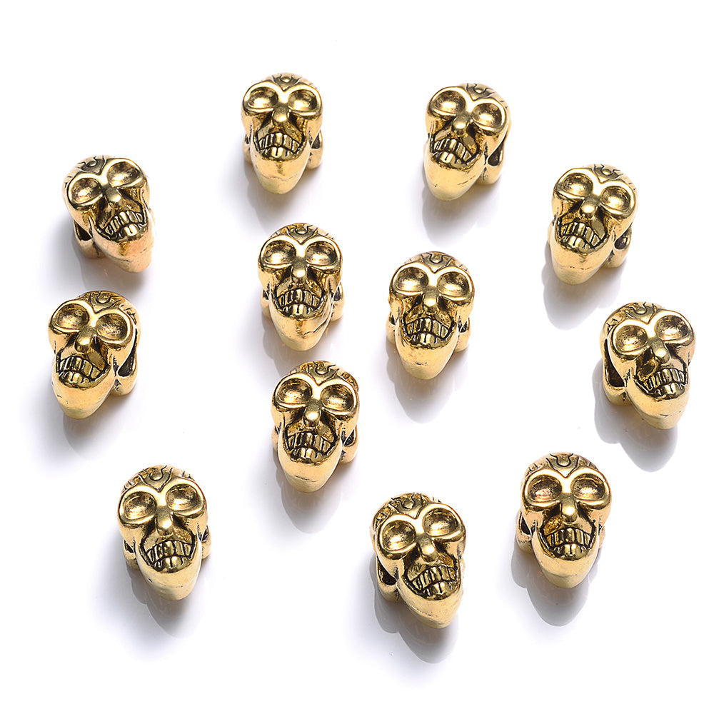 Retro 3D Alloy Skull Spacer Beads