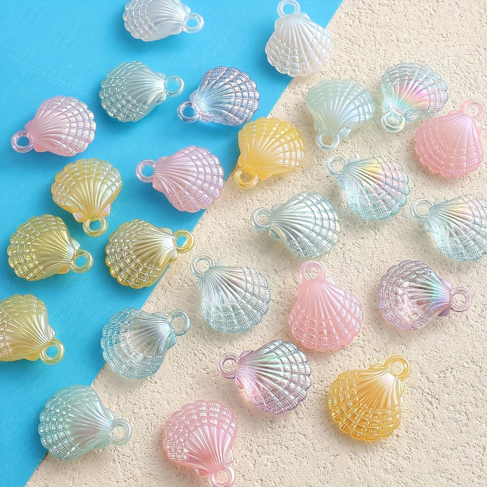 10PCS Gradient Shell & Conch Acrylic Pendant Set