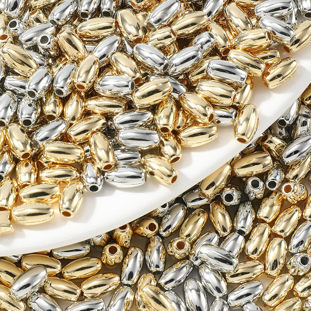 Gold and Silver Oval Acrylic Spacer Beads