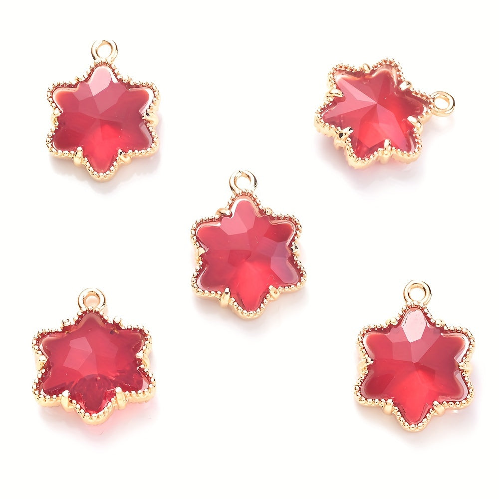 5PCS 13×16mm Faceted Ice Flower Glass Pendant Set