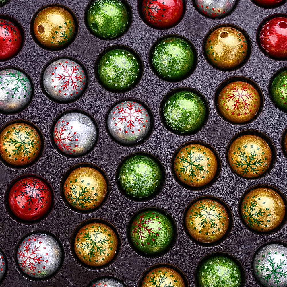 10pcs/set Christmas Snowflake Print Focal Beads