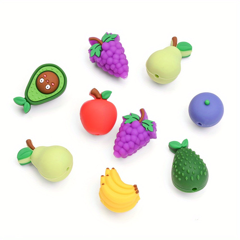 6pcs/set Fruit Theme Silicone Focal Beads Set