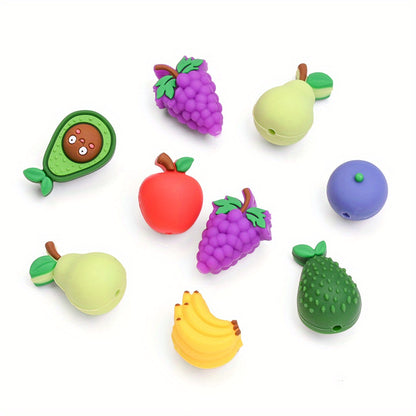 6pcs/set Fruit Theme Silicone Focal Beads Set