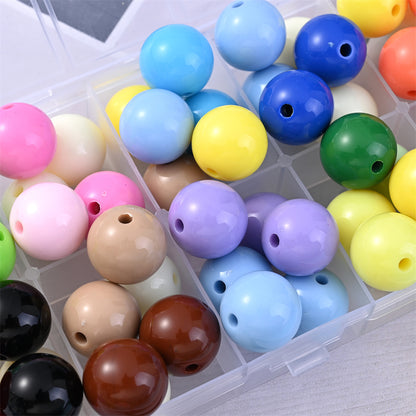 50/100pcs Solid Color Acrylic Round Beads