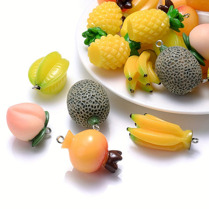 Mixed Fruit Resin Charm Pendants