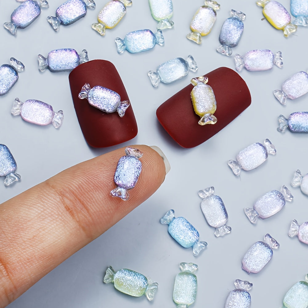 100PCS 11×5mm Glitter Candy Resin Embellishments