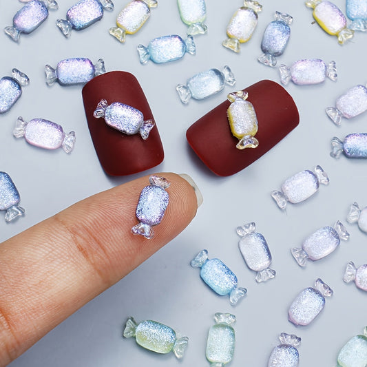 100PCS 11×5mm Glitter Candy Resin Embellishments