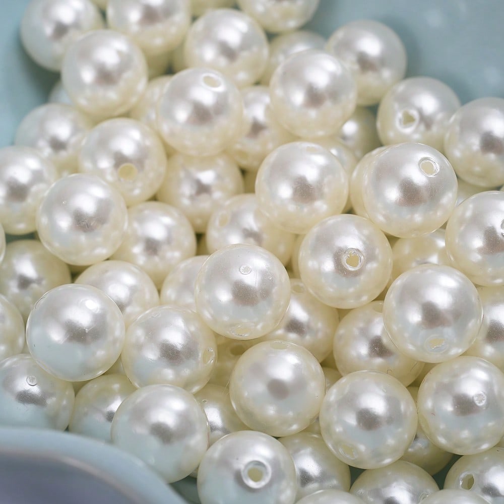 White Imitation Pearl Acrylic Beads
