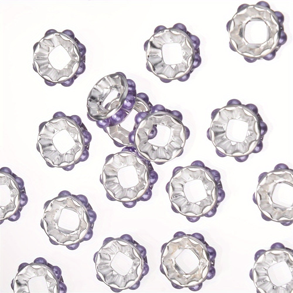 20PCS 12mm Round Acrylic & Rhinestone Spacer Bead Set
