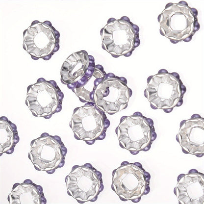 20PCS 12mm Round Acrylic & Rhinestone Spacer Bead Set