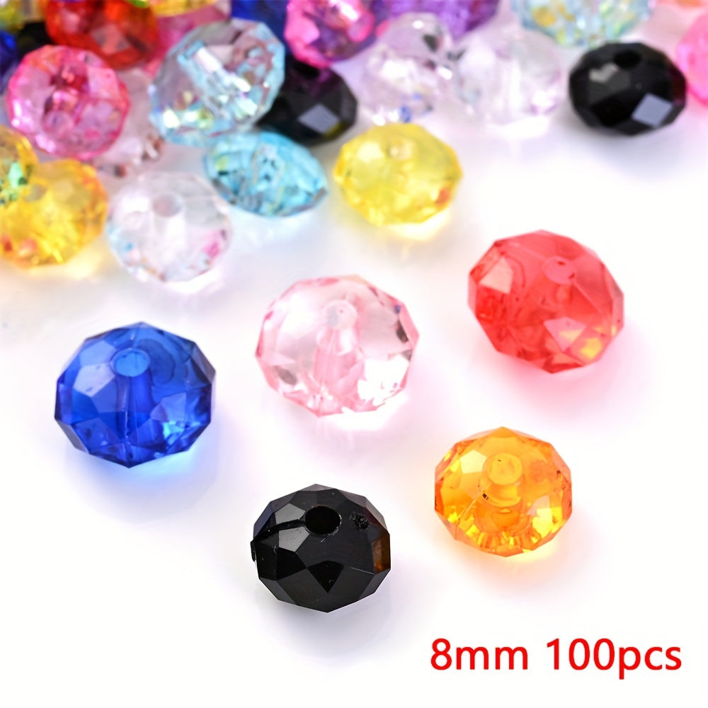 100pcs 8mm Acrylic Flat Beads