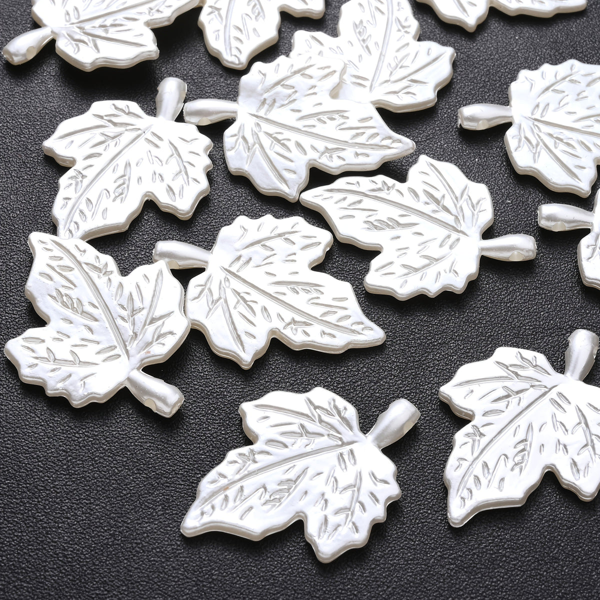 White Leaf Acrylic Beads