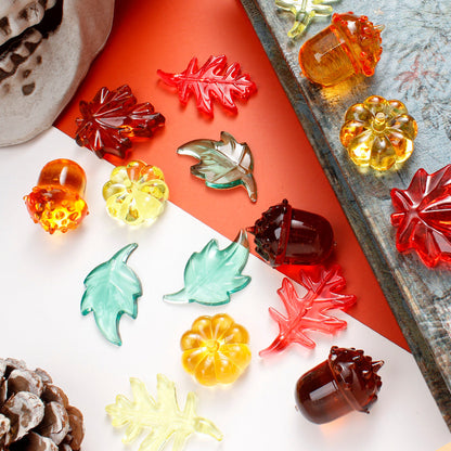 160g Resin Maple Leaf, Pumpkin & Hazelnut Decorative Set