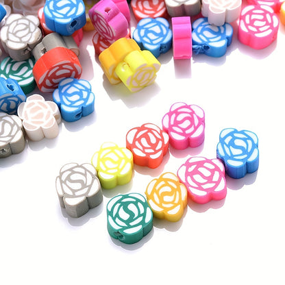 Mixed Rose Polymer Clay Spacer Beads