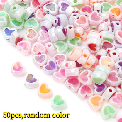 Shiny Heart Acrylic Spacer Beads