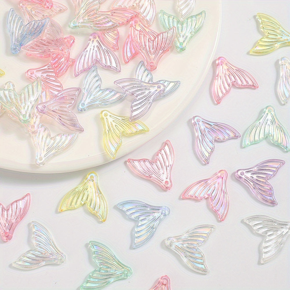 50pcs 20mm Mermaid Tail Acrylic Spacer Beads