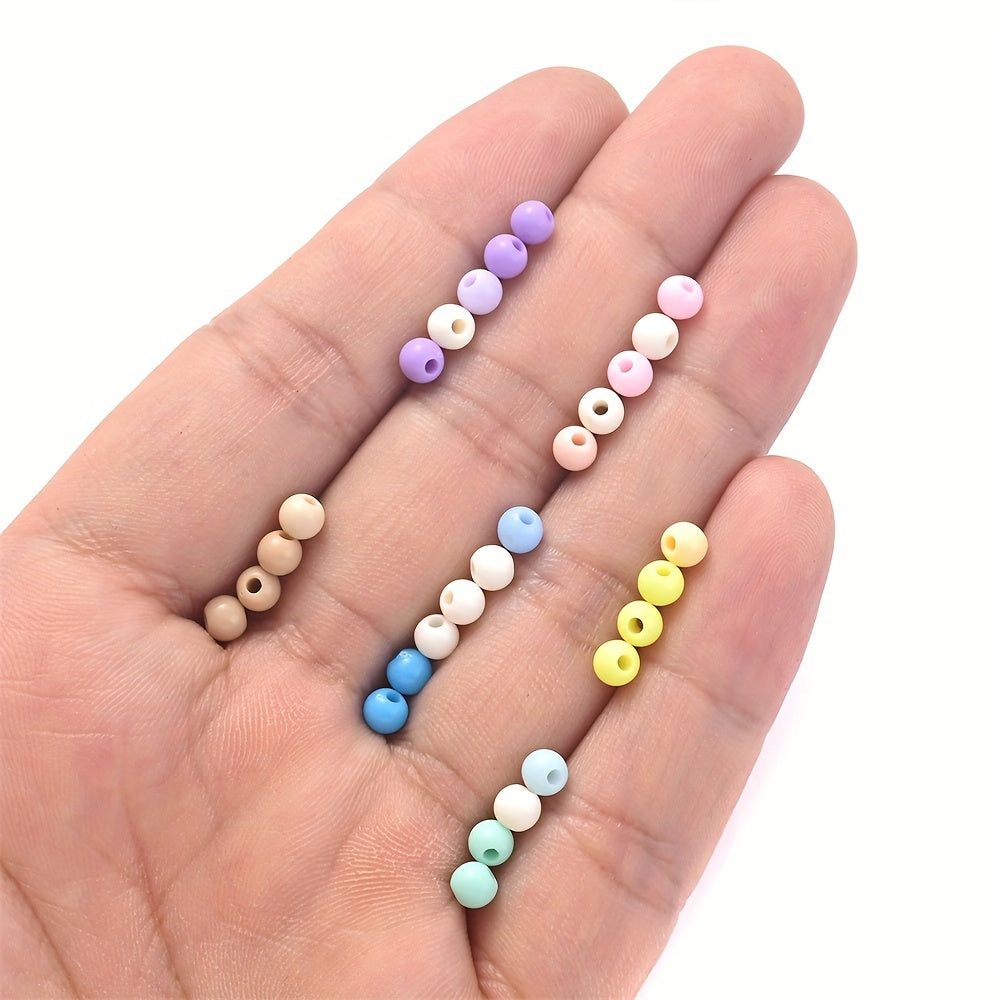 100PCS 4mm Solid Color Round Acrylic Bead Set
