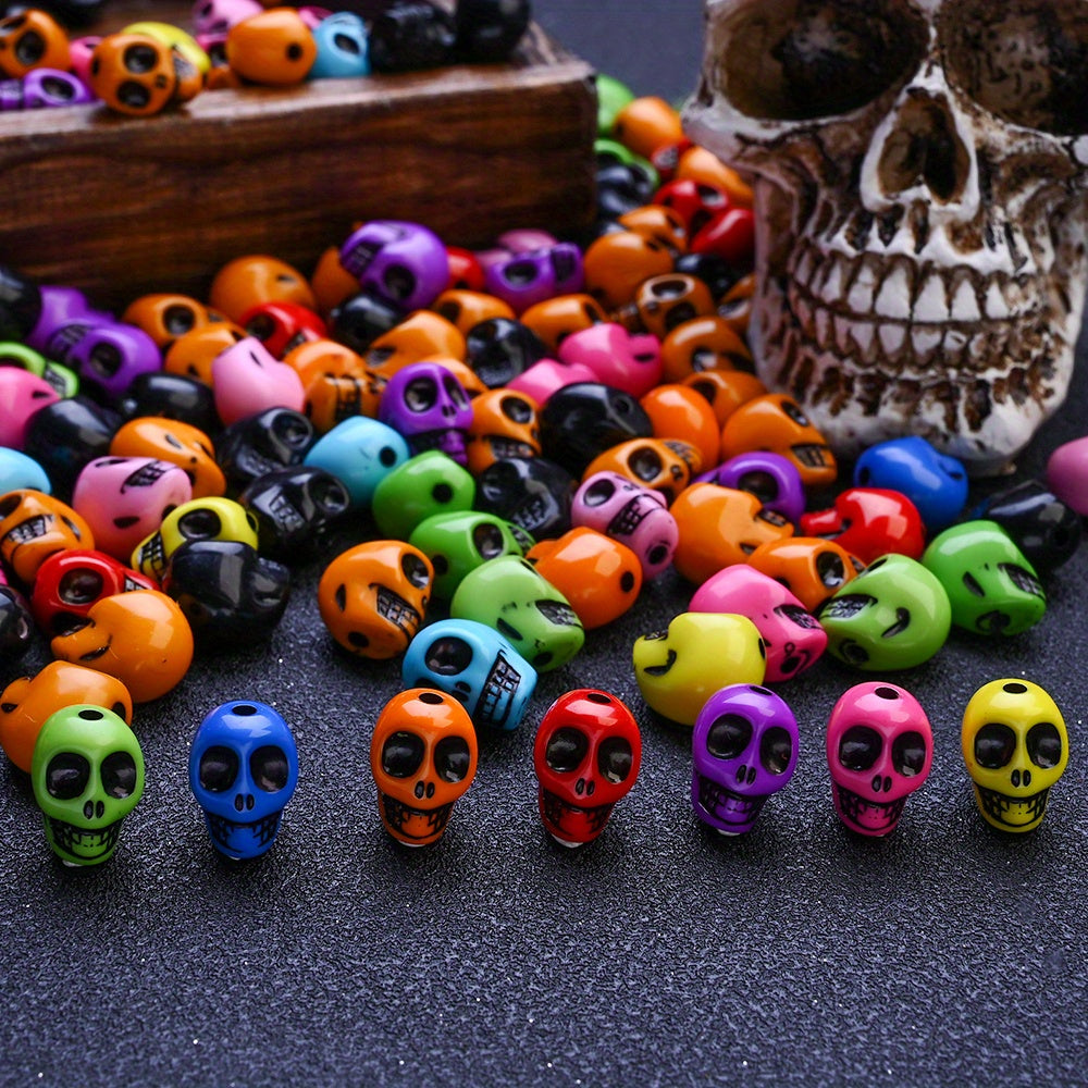 50pcs/set Multicolor Acrylic Skull Head Beads
