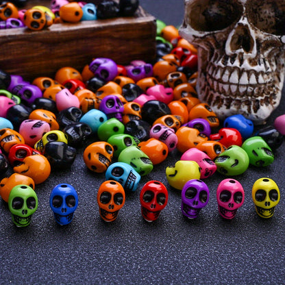 50pcs/set Multicolor Acrylic Skull Head Beads