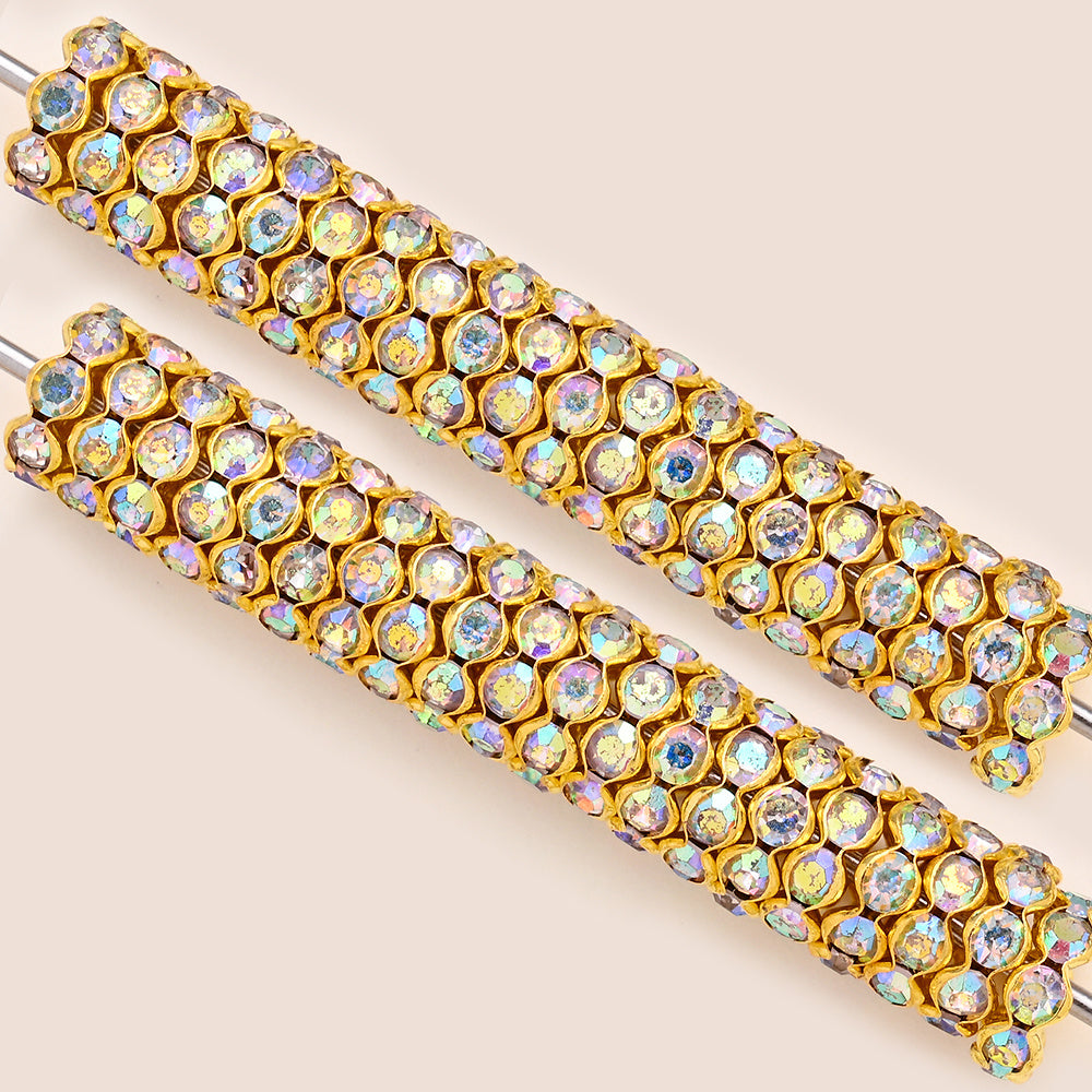 30/50pcs 12mm Wave Rhinestone Alloy Spacer Beads
