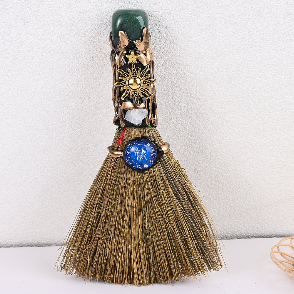 12-Piece Zodiac Broom-Shaped Alloy Charms
