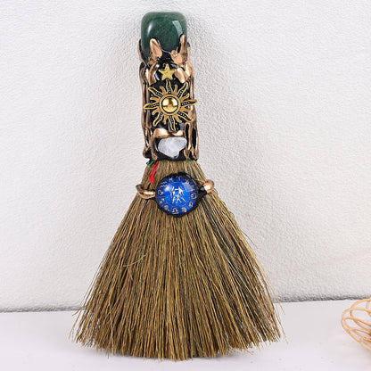 12-Piece Zodiac Broom-Shaped Alloy Charms