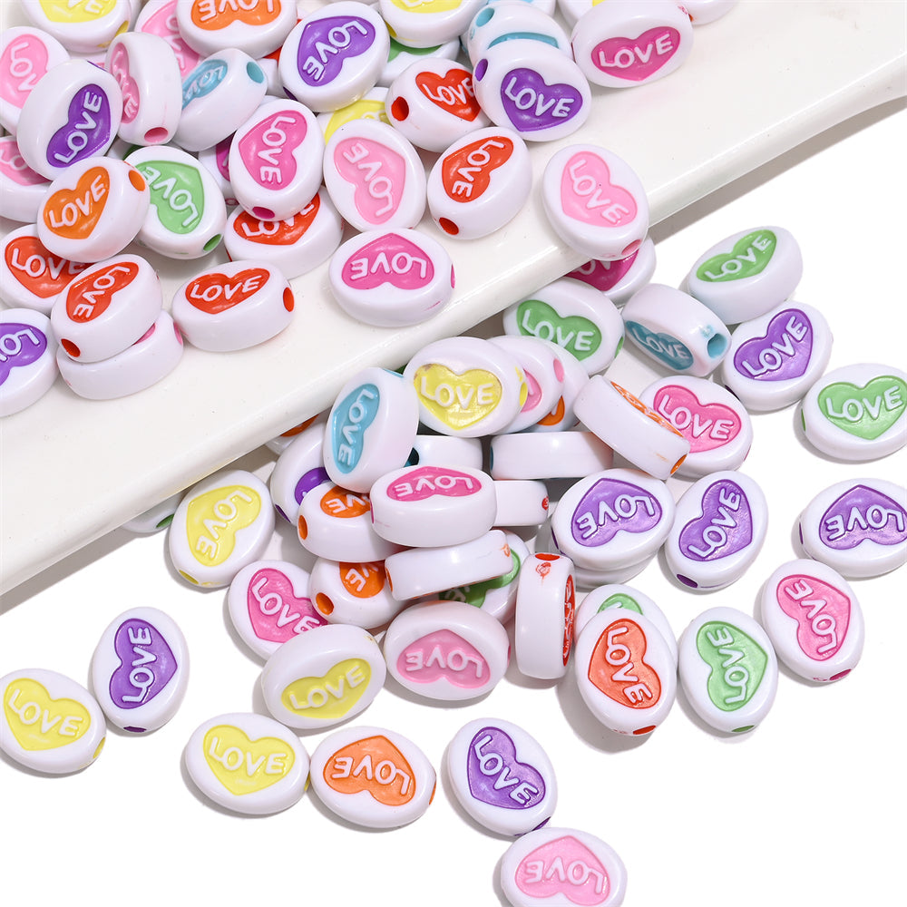 Colorful Heart Love Letter Beads
