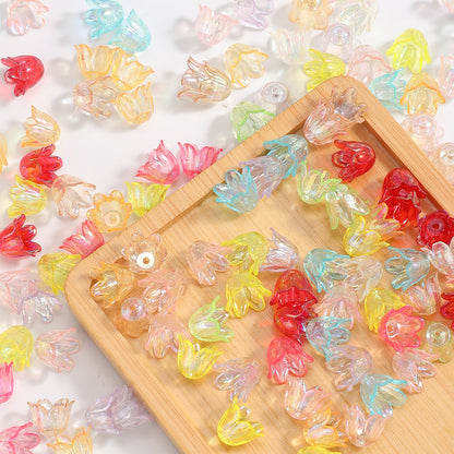 Shiny AB Trumpet Flower Beads