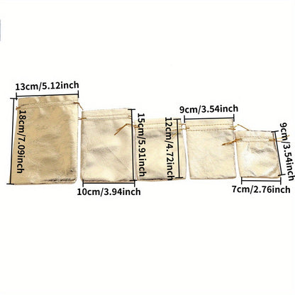 10-Piece Silver Gray Beaded Drawstring Jewelry Pouches