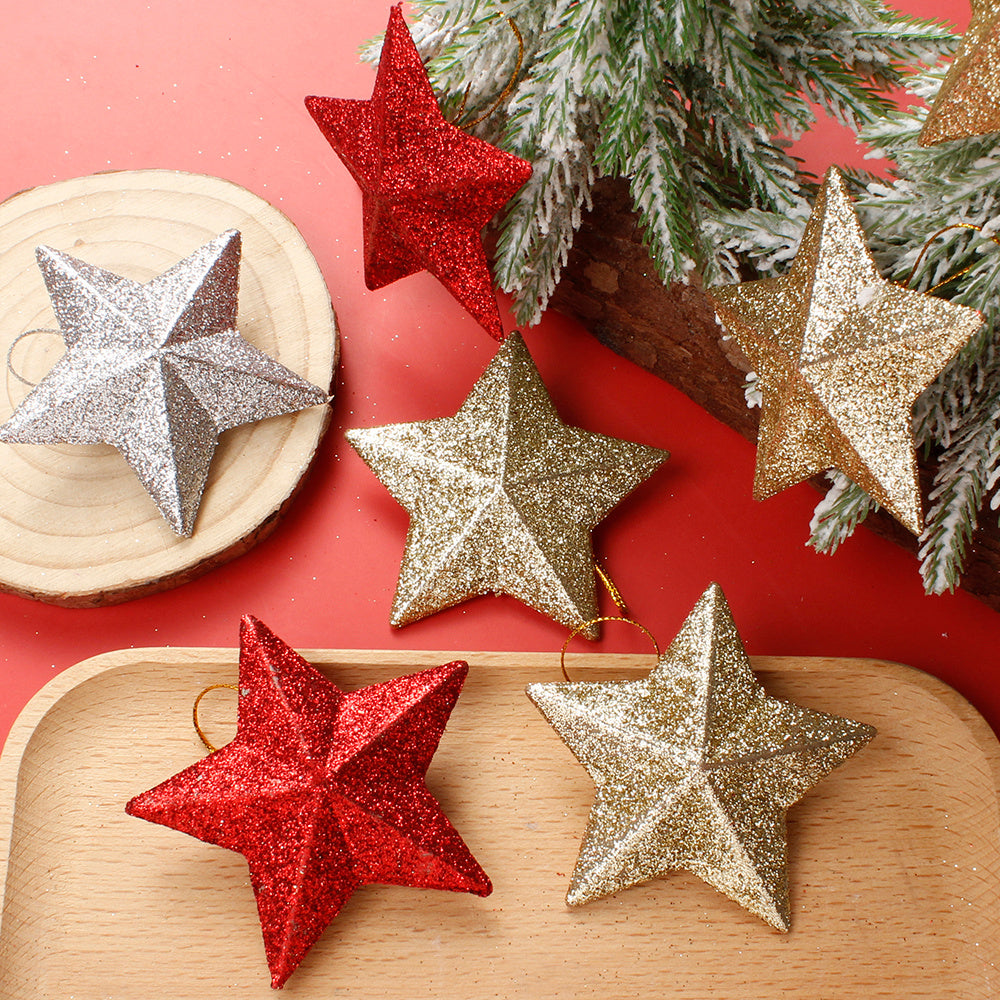6-Piece Random Shiny Christmas Star Decorations