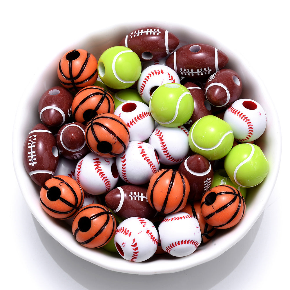 250pcs Sports Wooden Beads