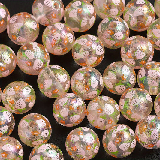 Matte Strawberry Resin Beads