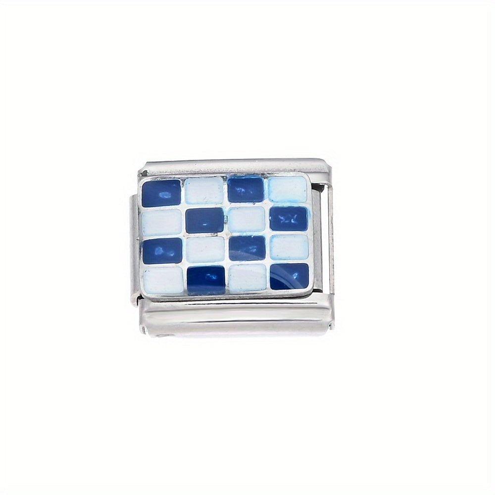Checkerboard Stainless Steel Charm Module
