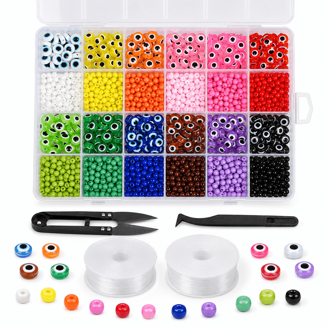 1 Box 24-Grid Evil Eye DIY Jewelry Making Bead Kit