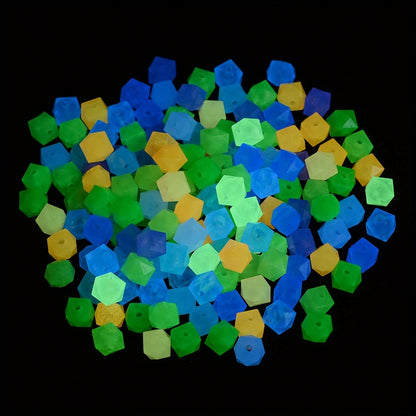 100PCS 8×10mm Luminous Square Acrylic Bead Set