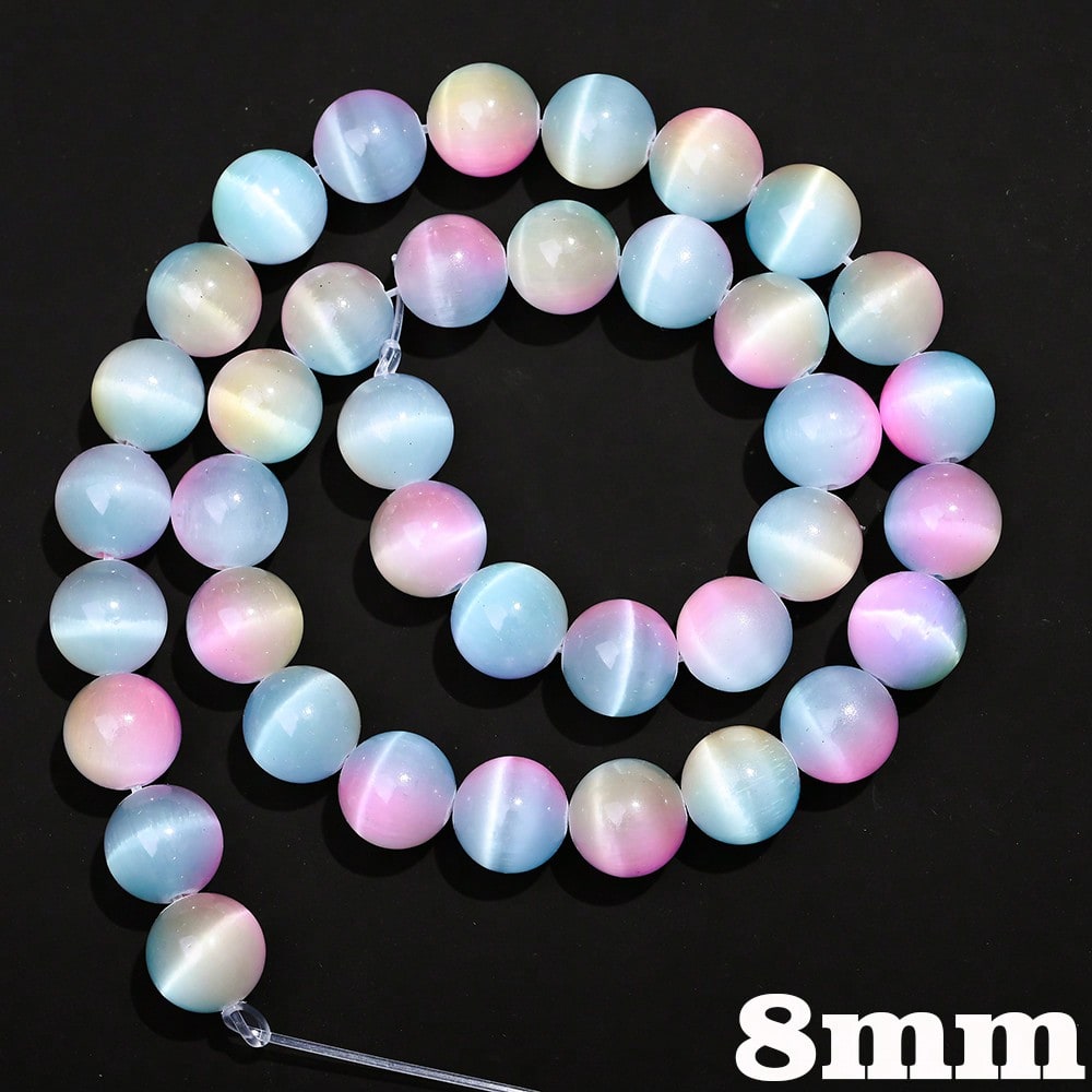 1 Strand 6/8/10mm Three Color Cat Eye Stone Beads
