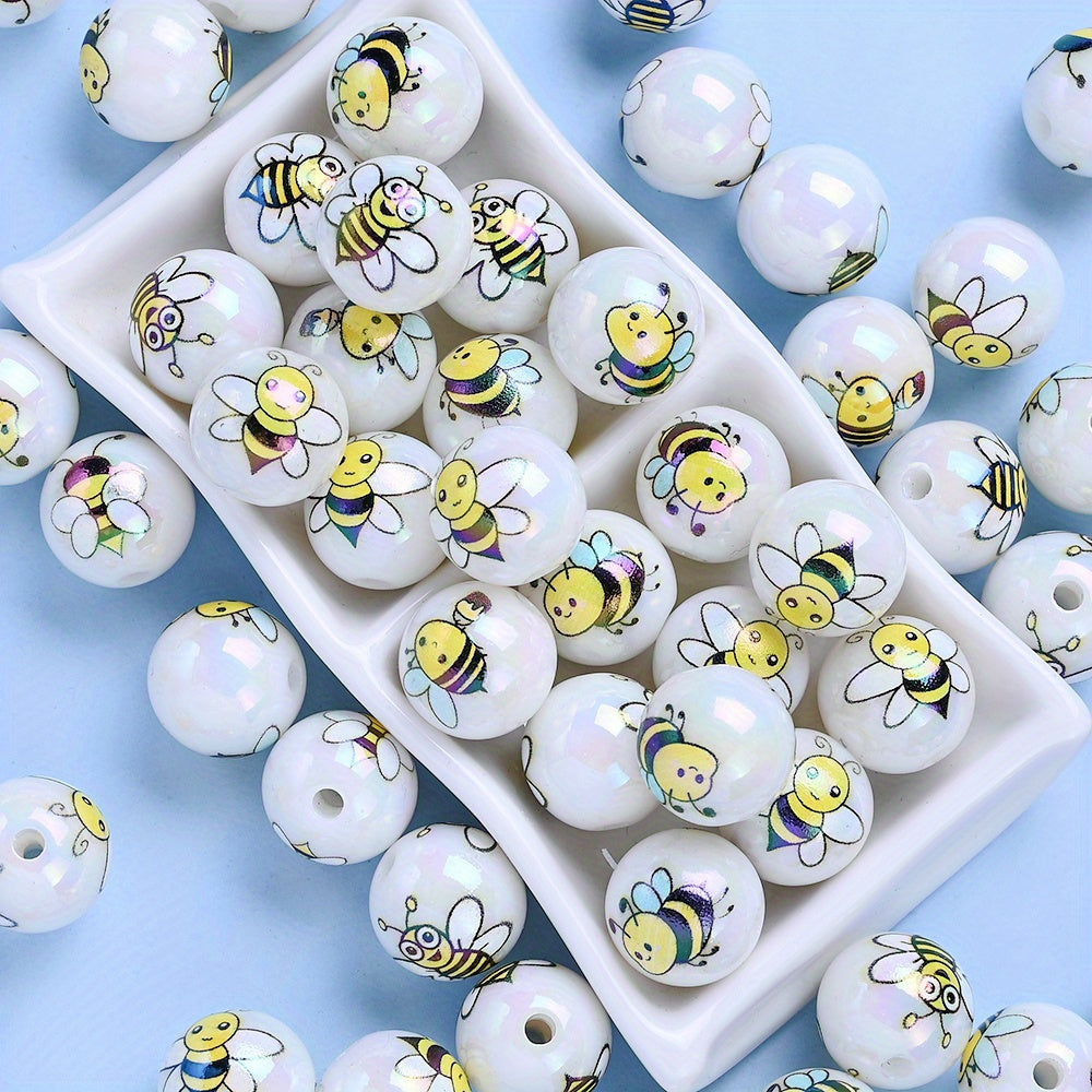 10pcs 16mm Yellow Bee Acrylic Beads