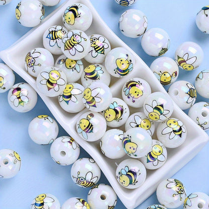 10pcs 16mm Yellow Bee Acrylic Beads