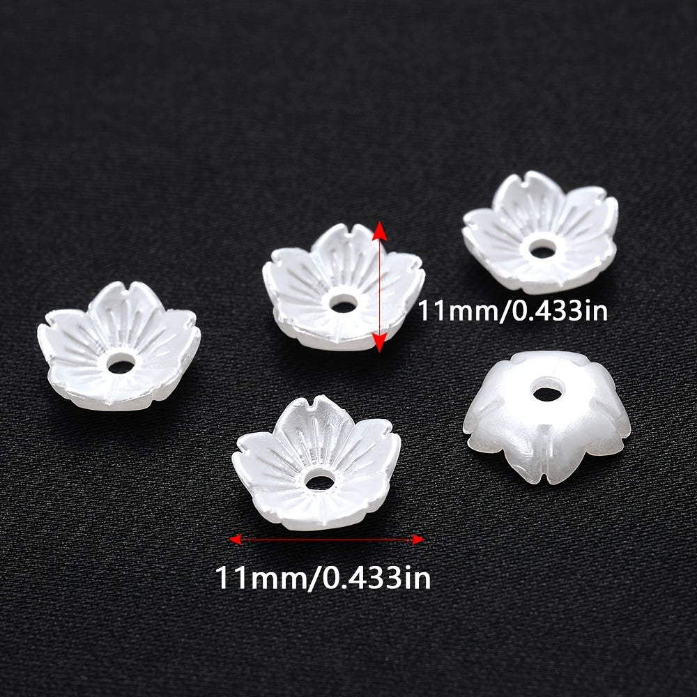 100PCS White Flower-Shaped Acrylic Bead Set