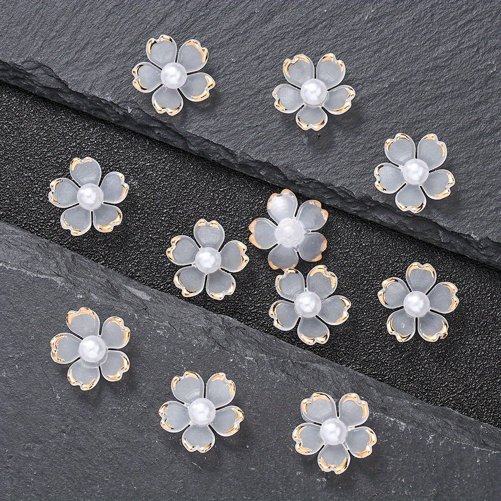 30pcs/set Transparent White Acrylic Cherry Blossom Flower Beads