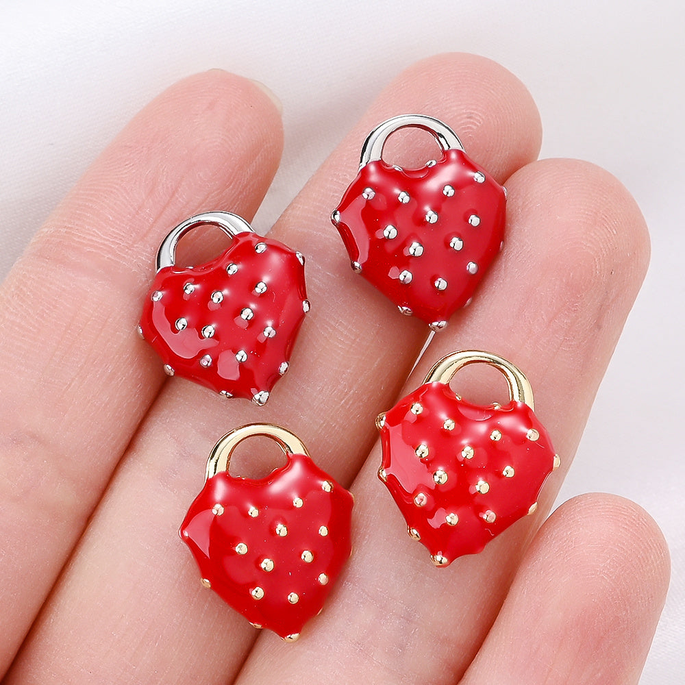Heart Strawberry Alloy Charms