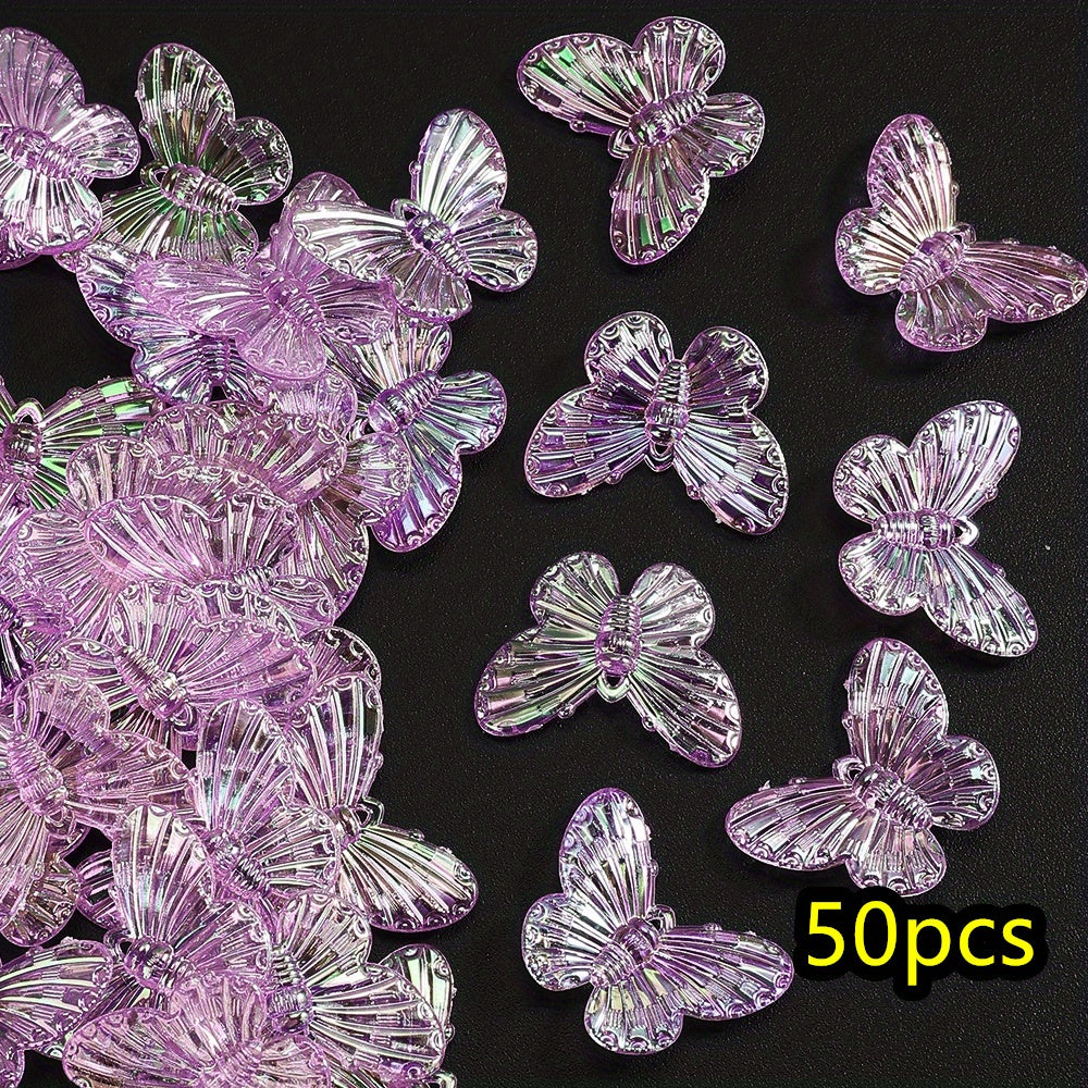50pcs/set 22x29mm UV Color Butterfly Acrylic Beads