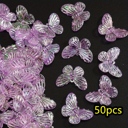 50pcs/set 22x29mm UV Color Butterfly Acrylic Beads