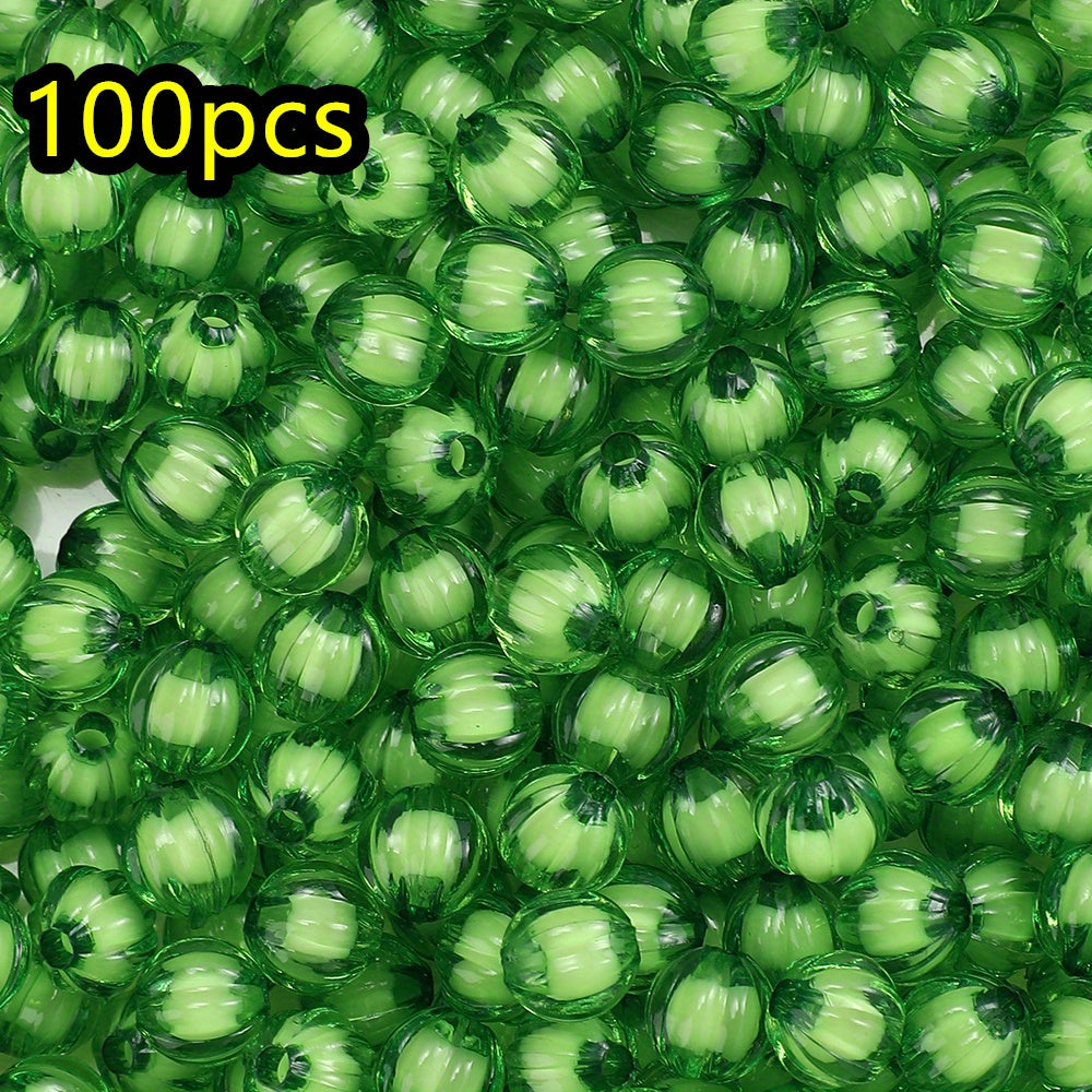 100/200pcs 8/10mm Transparent Inner Color Pumpkin Acrylic Beads