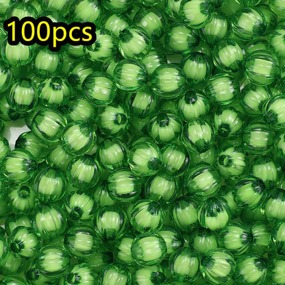 100/200pcs 8/10mm Transparent Inner Color Pumpkin Acrylic Beads