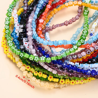 80–106PCS 4mm Colorful Stained Glass Plum Blossom Bead Set