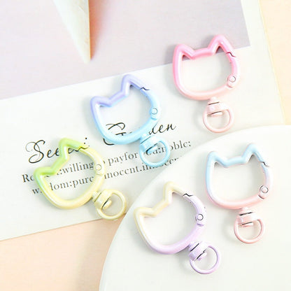 20PCS 2.8×3.9cm Gradient Cat Head Spring Buckle Alloy Keychain Clasps